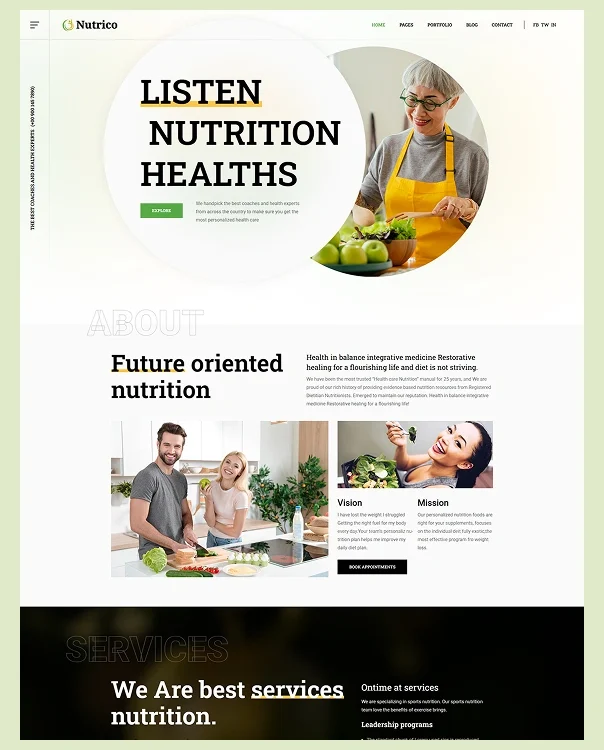 Nutrition Health Services Website Template