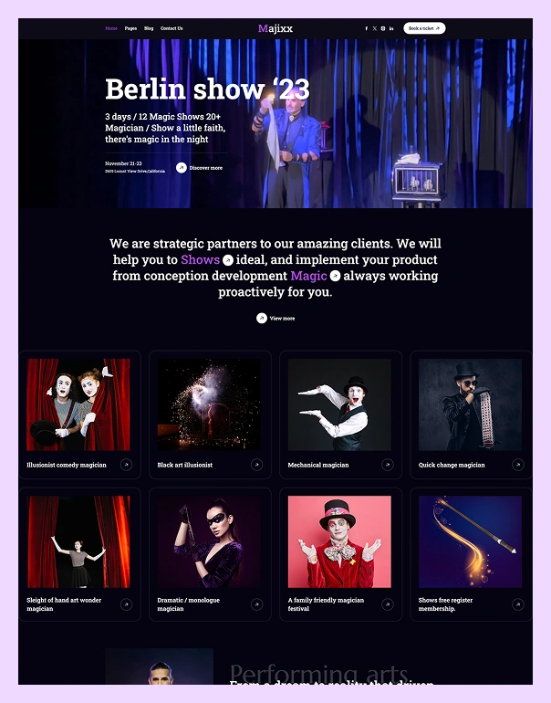 magixx Magicians & Artists Webflow Template