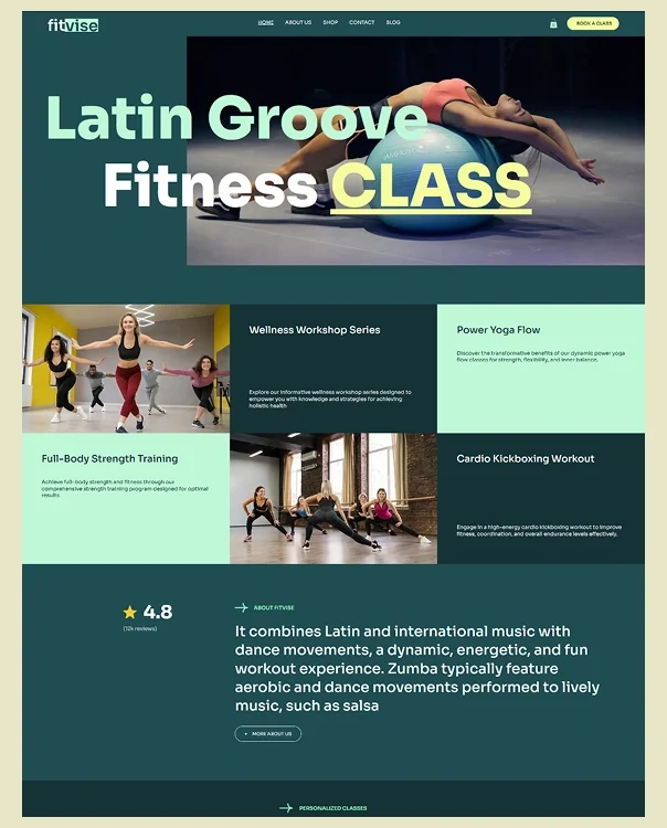 Fitness Studio Website Wix Template