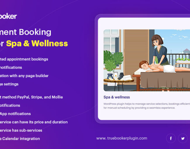 Spa and Wellness Website Booking Plugin