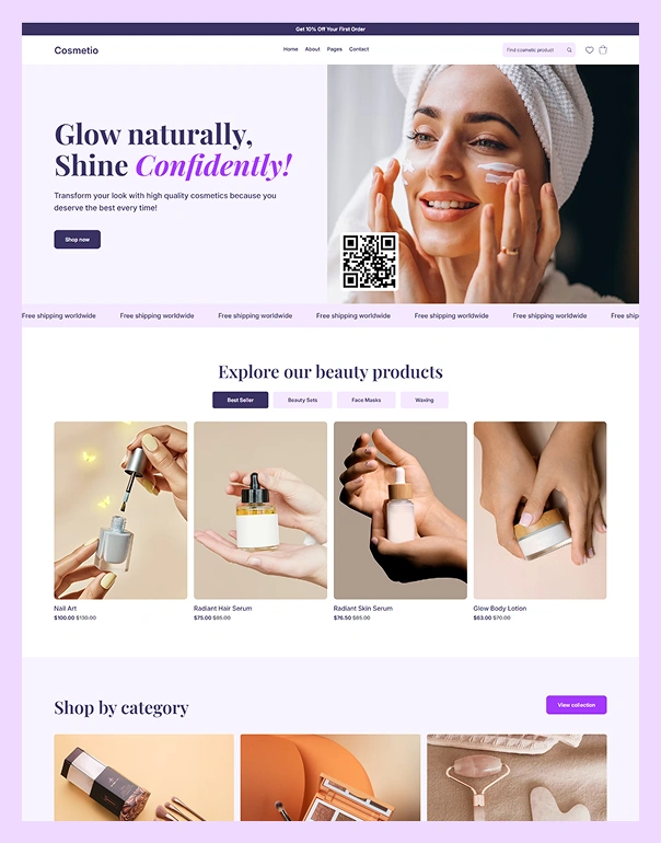 Skincare and Beauty Store Wix Template