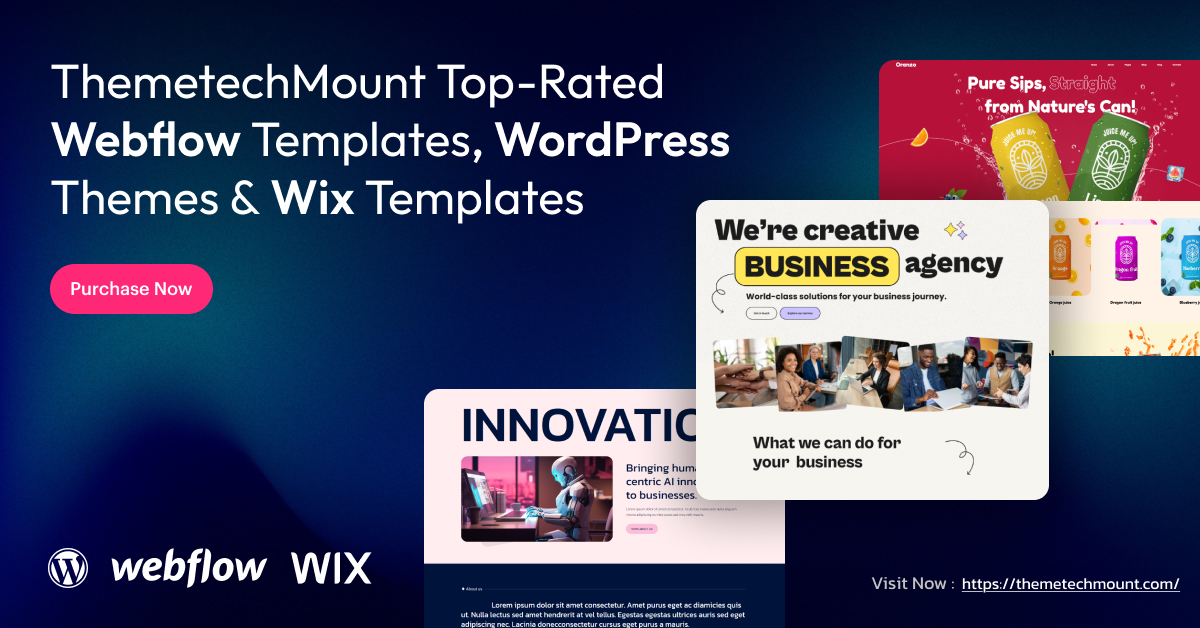 Wix, Webflow Template and WordPress Theme
