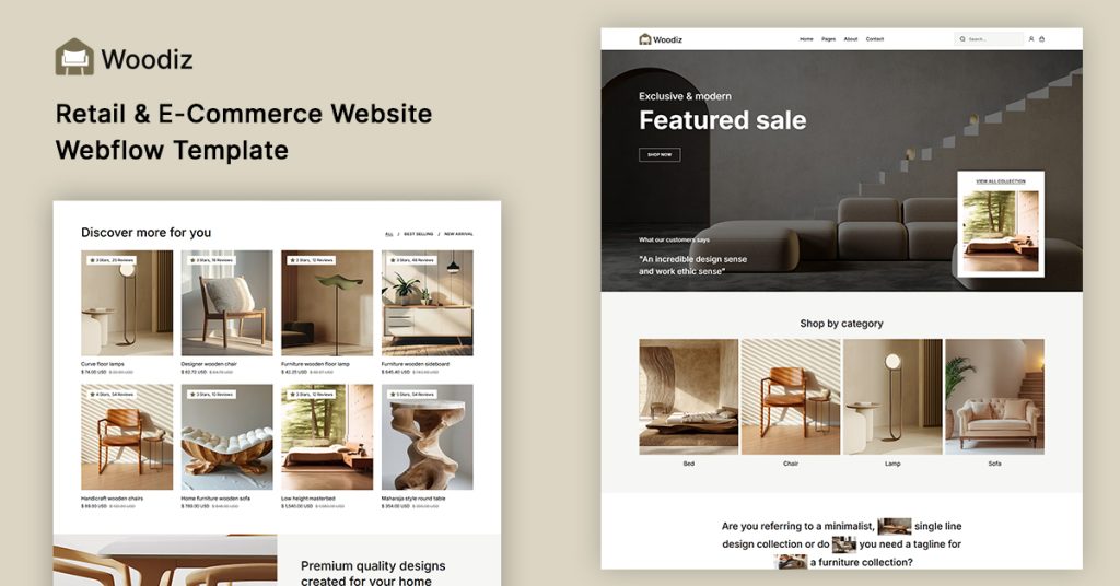 Woodiz- Furniture Store Website Webflow Template