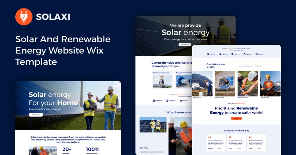 Solaxi- Solar and Renewable Energy Website Wix Template