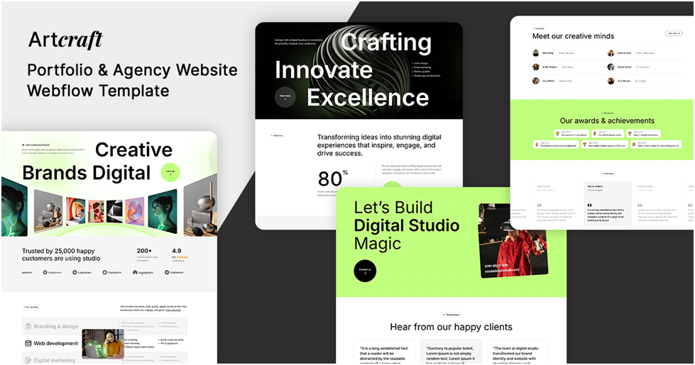 Artcraft- Portfolio & Agency Website Webflow Template
