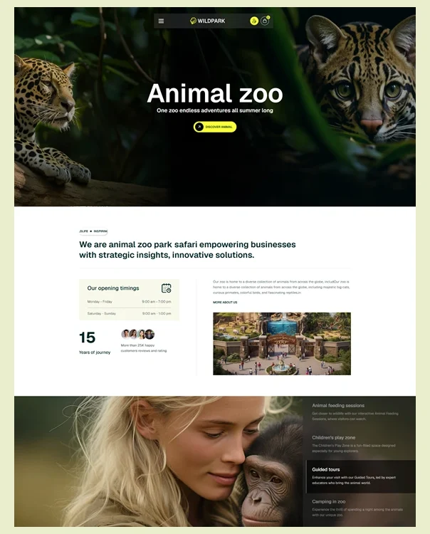 Animal Jungle Safari Website Webflow Template