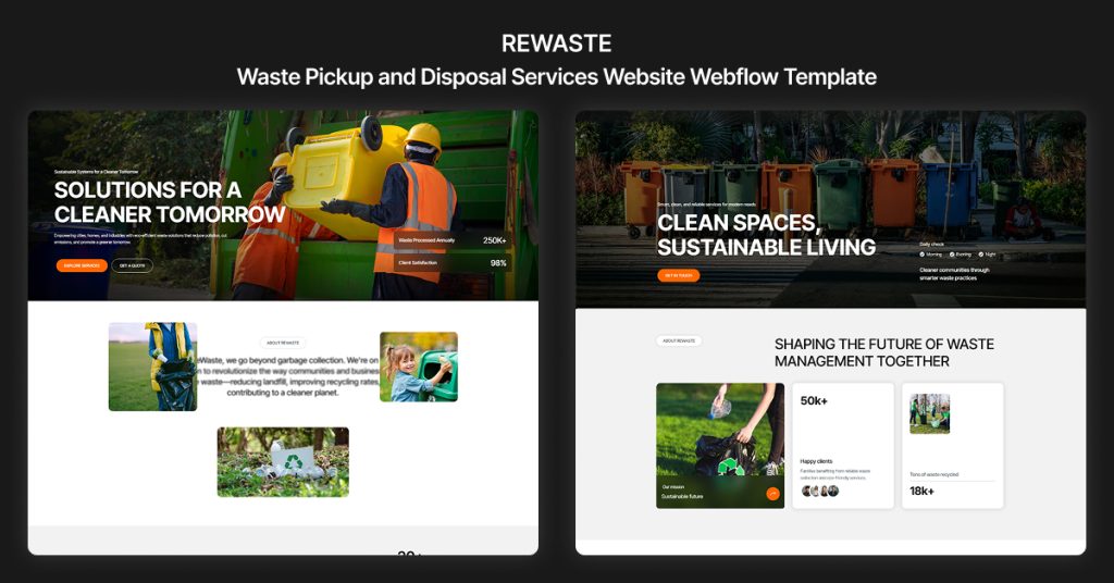 Waste Pickup and Disposal Services Website Webflow Template