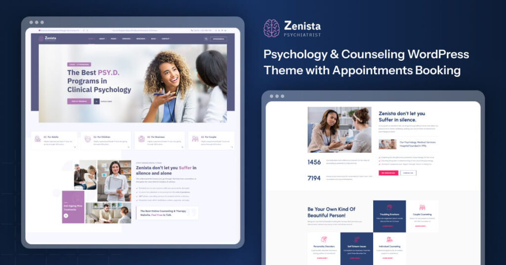 Zenista - Psychology & Counseling WordPress Theme with Appointments Booking