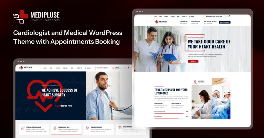 Medipluse - Cardiologist and Medical WordPress Theme with Appointments Booking