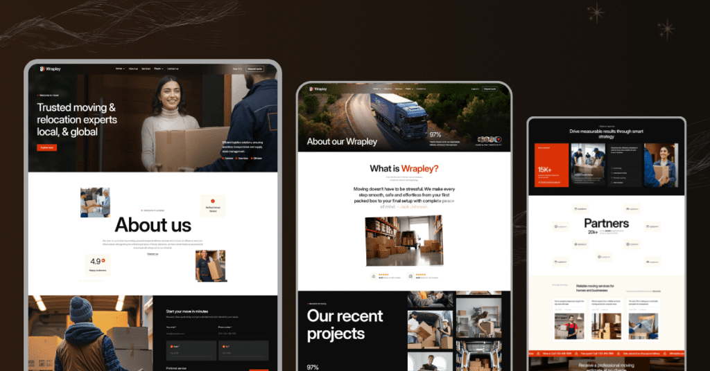 Transportation & Moving Website Webflow Template Wrapley
