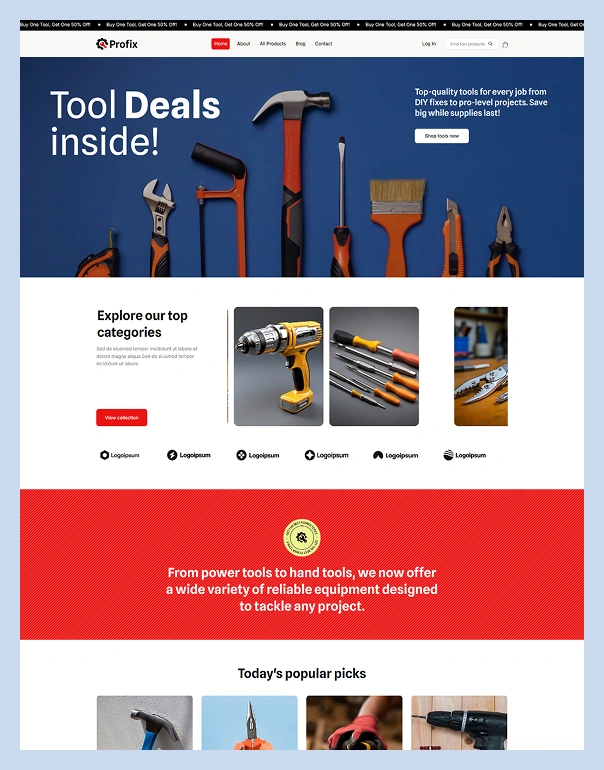 Tools Store Website Wix Template.