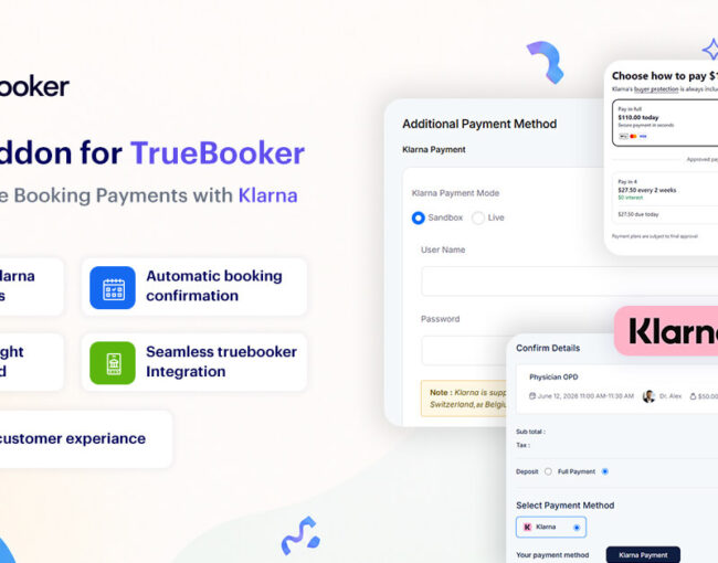 Klarna Payment Gateway Addon for TrueBooker