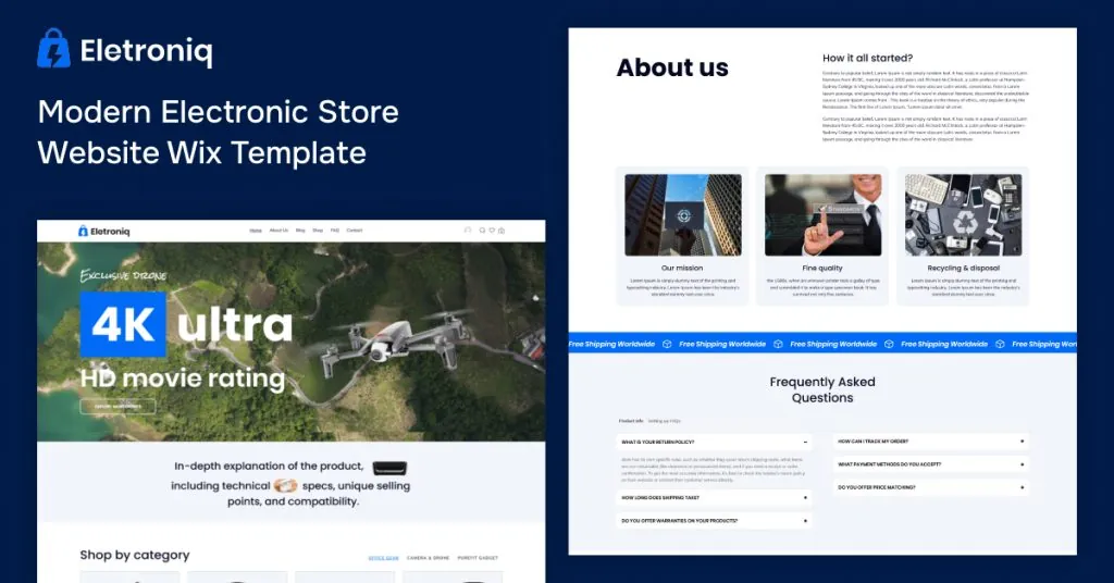 Modern Electronic Store Website Wix Template
