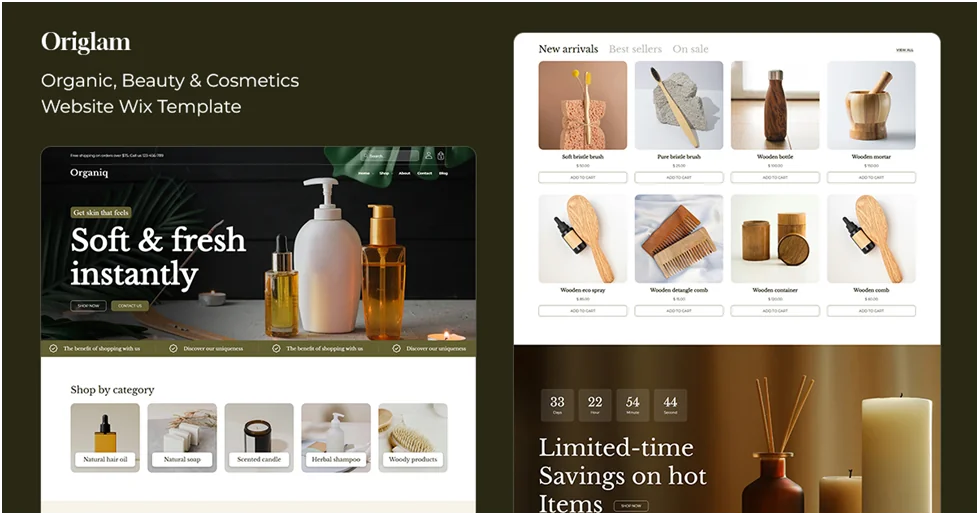 Origlam- Organic, Beauty and Cosmetics Modern Wix Template