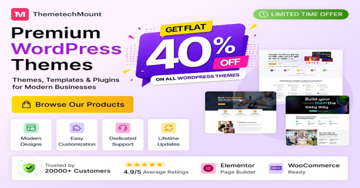Premium WordPress Themes – Flat 40% Off Limited Time