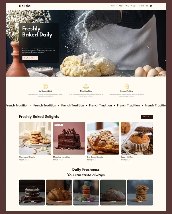 Bakeries & Dessert Brands Website Wix Template