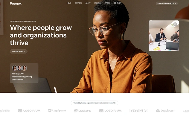 Peonex Webflow Template Banner