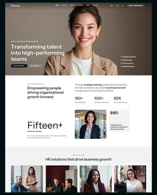Peonex- Human Resource Website Webflow Template