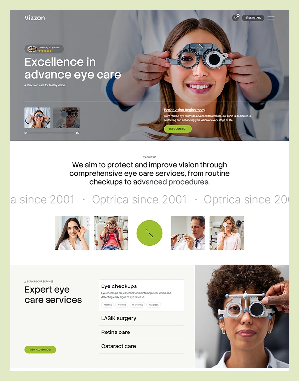 Vizzon- Optician Website Webflow Template.