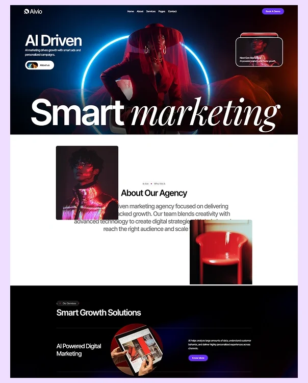 Aivio - AI Marketing Agency Website Webflow Template