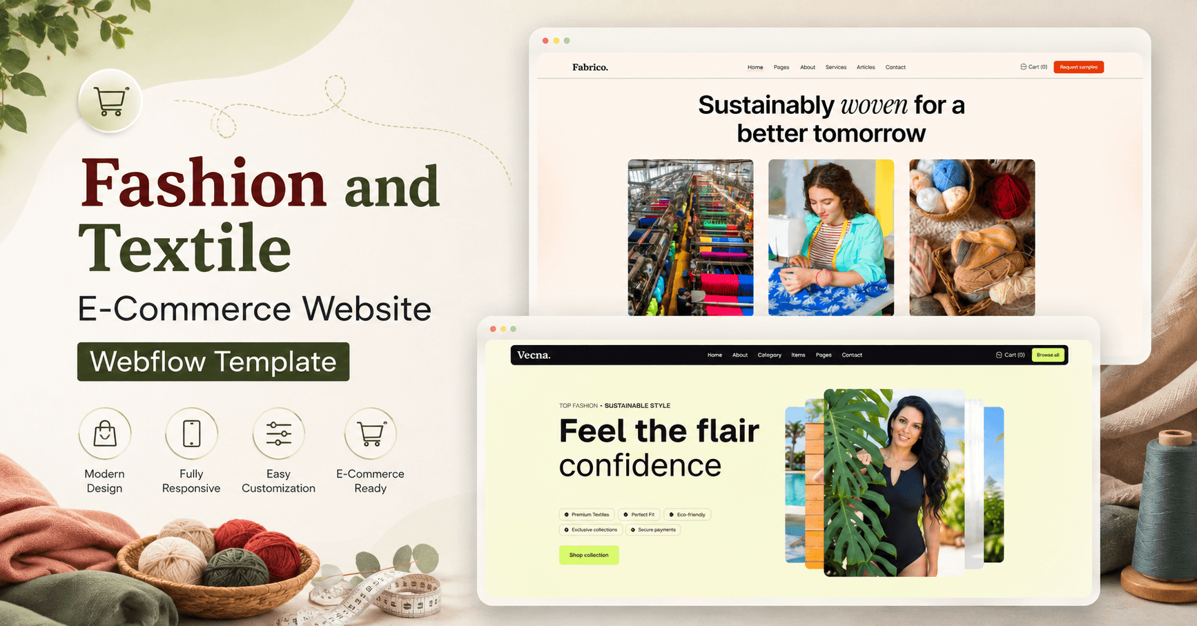 Fashin and Textile Banner 1 Fashion and Textile E-Commerce Website Webflow Template 2026