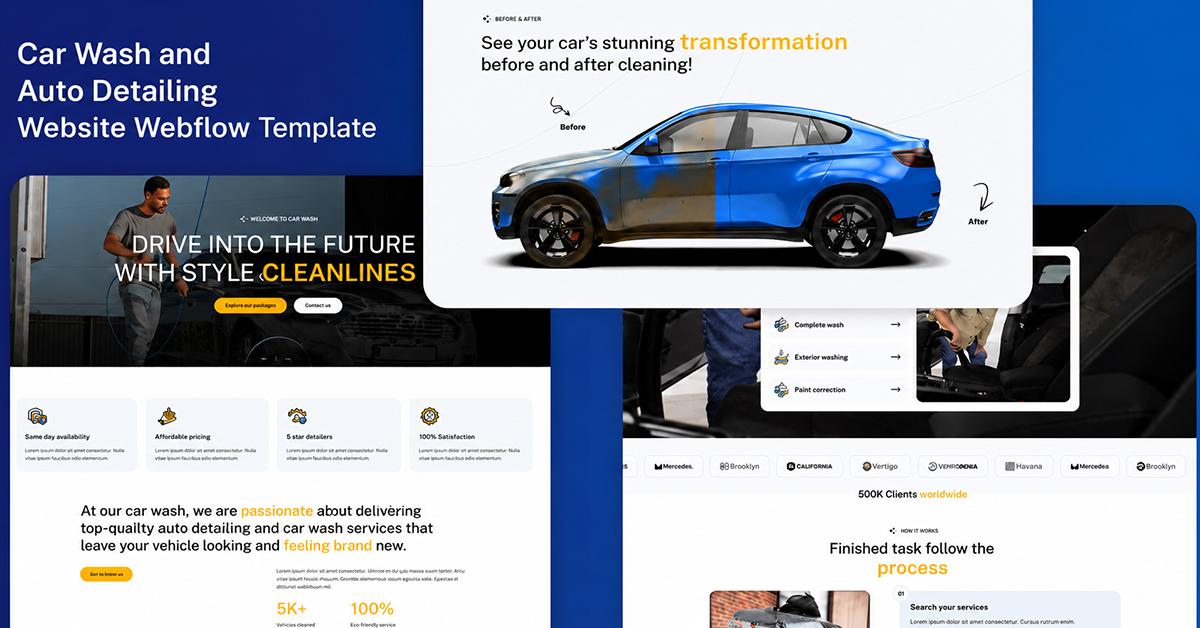 Untitled 1 Car Wash and Auto Detailing Website Webflow Template.