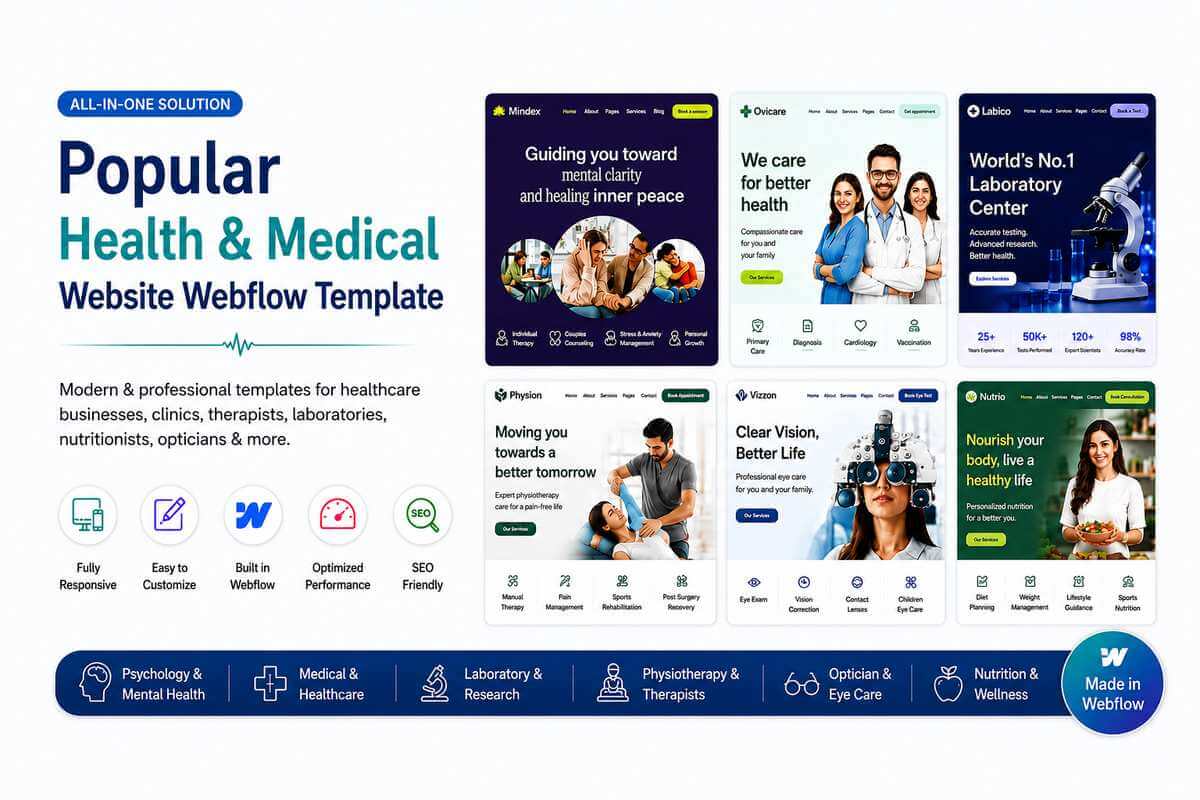 popular health medical webflow compressed 1 Best Popular Health and Medical Website Webflow Template