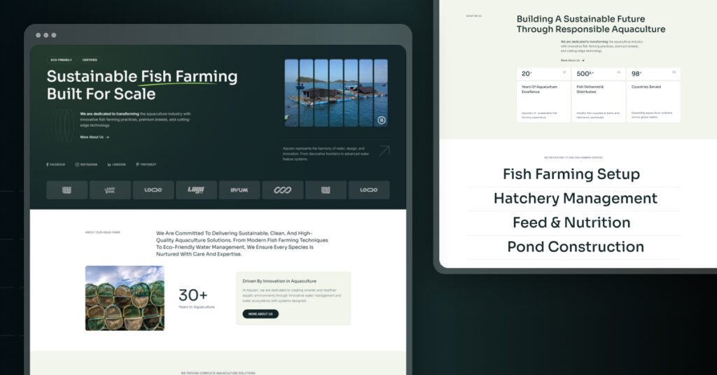 Aquzen- Fishery Service & Aquaculture Website Webflow Template