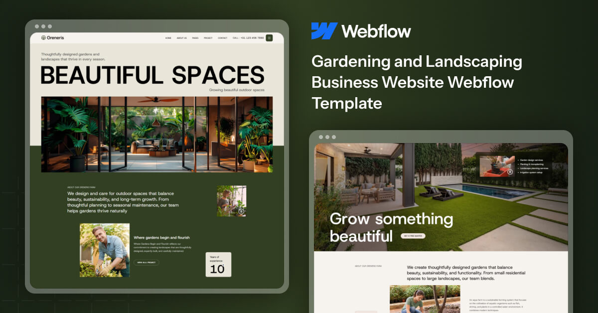 1200x628 greneris 1 Gardening and Landscaping Business Websites Webflow Template
