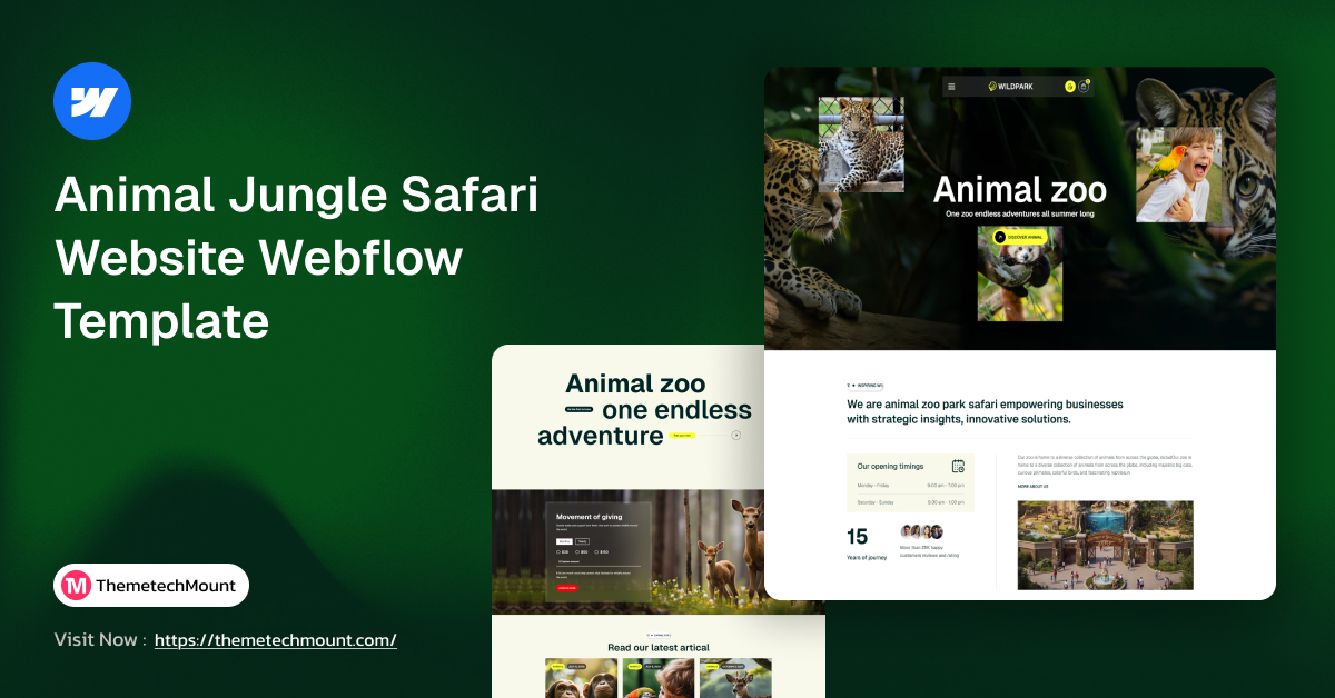 blog banner Animal Jungle Safari Website Webflow Template