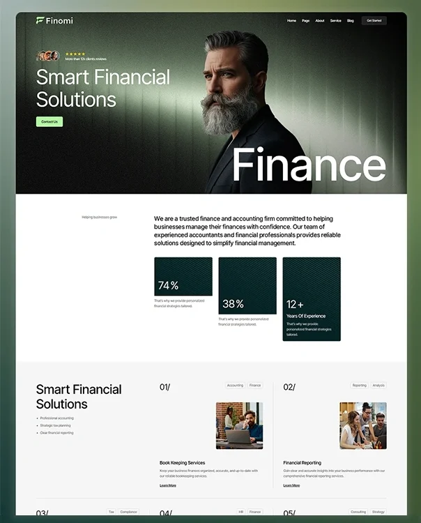 Finomi- Finance & Accounting Website Webflow Template