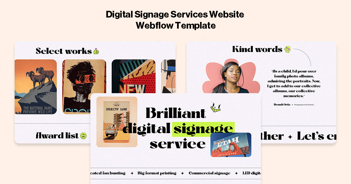 1200x630 1 Highest Selling Digital Signage Services Website Webflow Template 2026