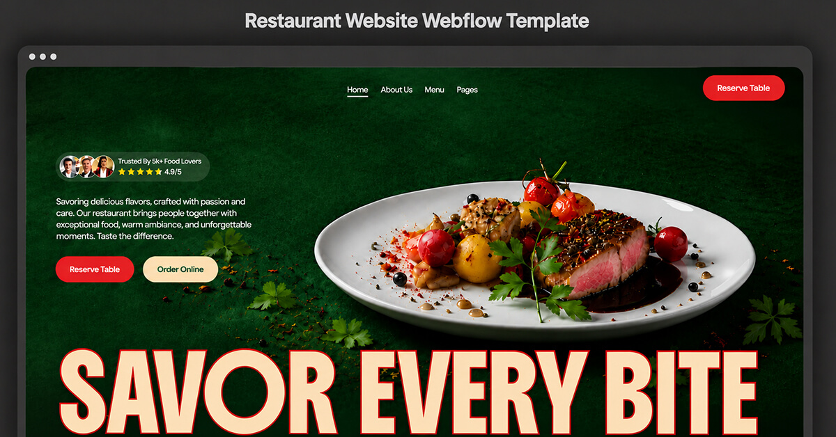 Webflow All In One Image 1 2 Best Restaurant Website Webflow Template 2026