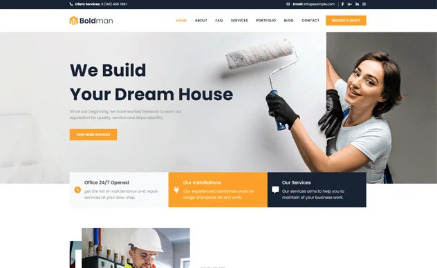 Boldman Lite – Handyman & Home Services WordPress Theme.