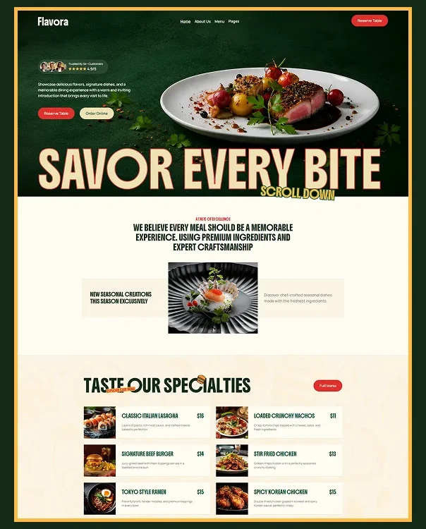 flavora Flavora-Restaurant Website Webflow Template